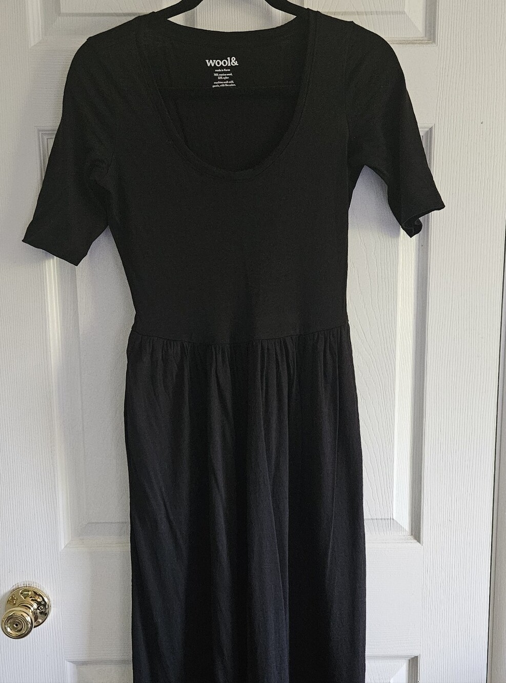 Wool& Sylvie Black Scoop Neck Fit N Flare Midi Dress Xs